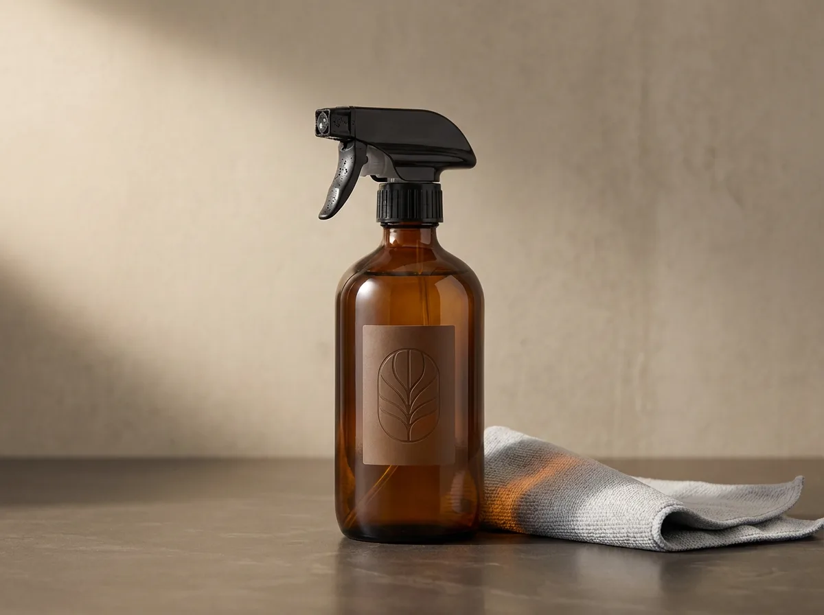 Cleaning spray bottle and cloth